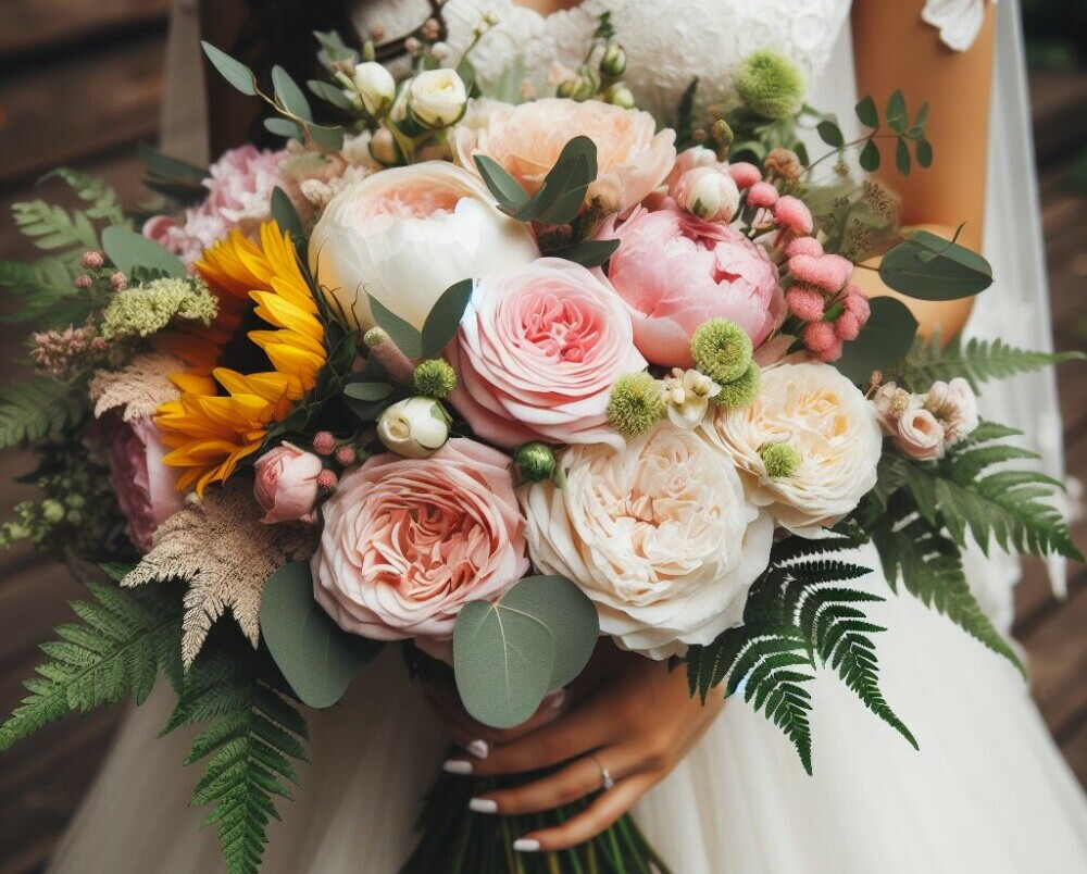 bride holding wedding bouquet